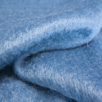 Plain blue mohair fabric
