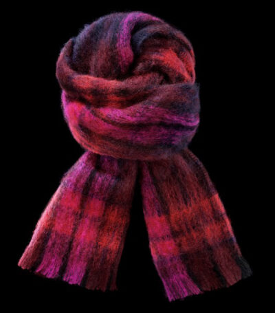 Pink check mohair scarf
